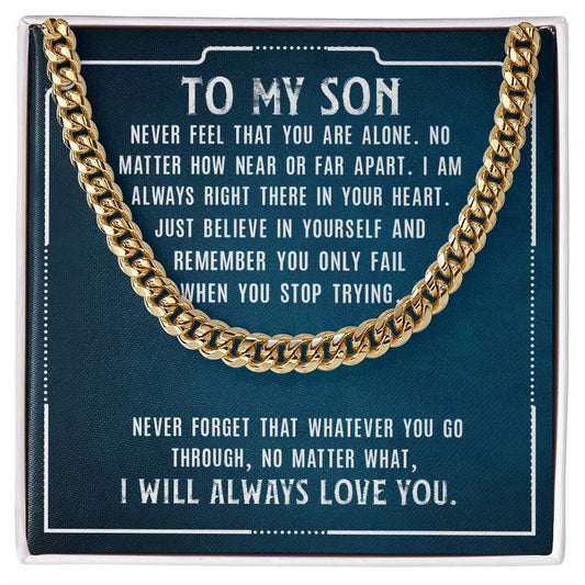 Son Cuban Link Chain Necklace From Mom and Dad