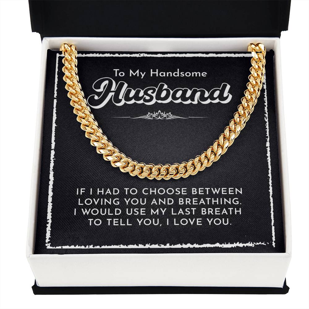 Cuban Link Chain Necklace for Husband
