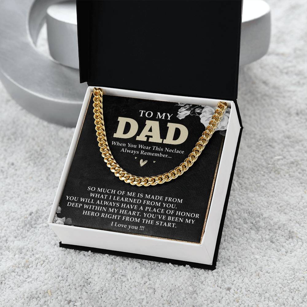 To My Dad Cuban Link Chain Necklace, Fathers Day Gift From Daughter, To My Dad Gift Necklace