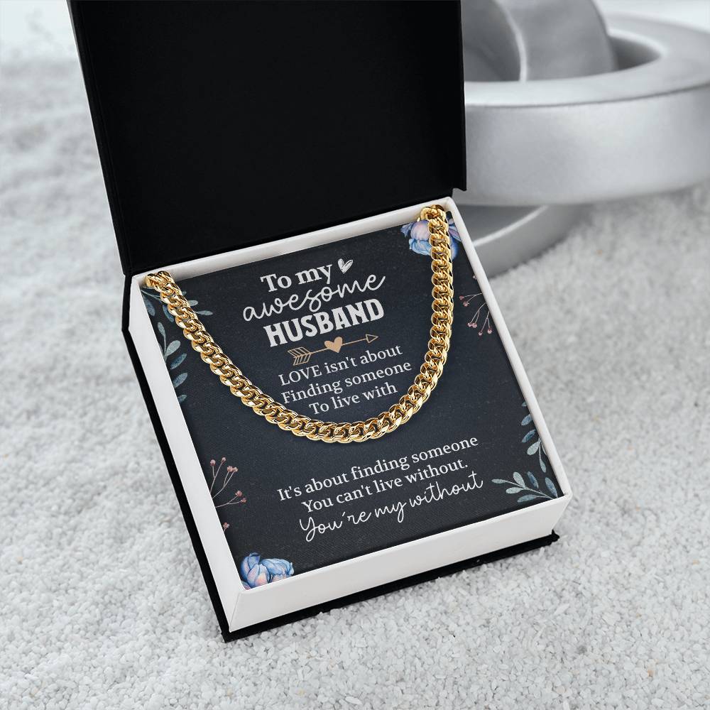 To My Awesome Husband Cuban Chain Necklace, Romantic Gifts For Him, Wedding Anniversary Gift For Him, Husband Birthday Gift