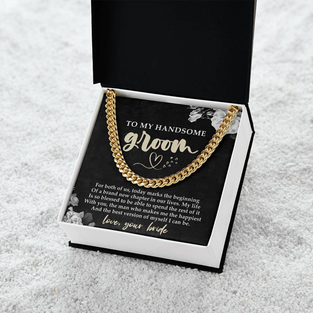 To my Handsome Groom Future Husband Cuban Link Chain Necklace