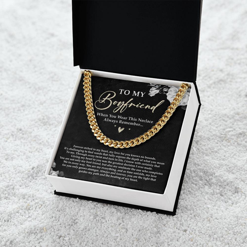 To My Boyfriend Cuban Link Chain Necklace, Boyfriend Gift, Boyfriend Gifts For Christmas