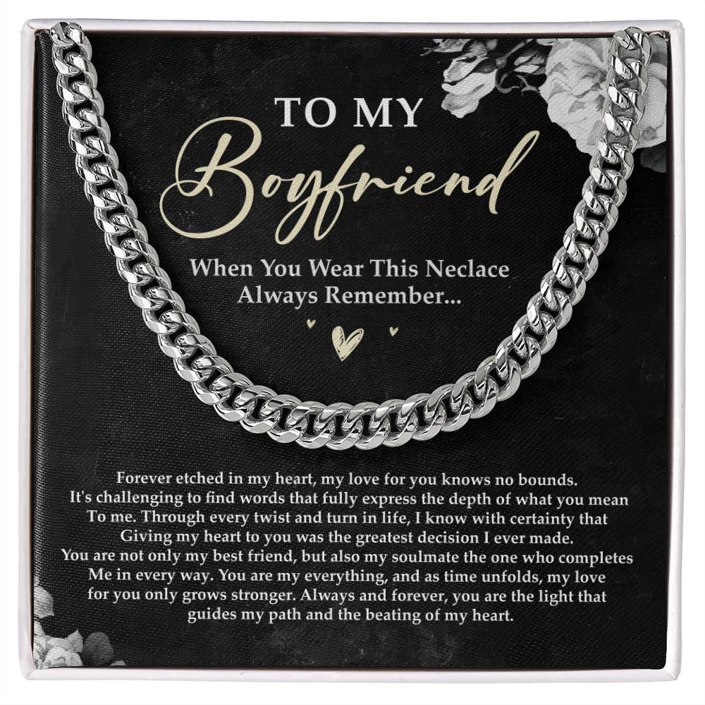 To My Boyfriend Cuban Link Chain Necklace, Boyfriend Gift, Boyfriend Gifts For Christmas