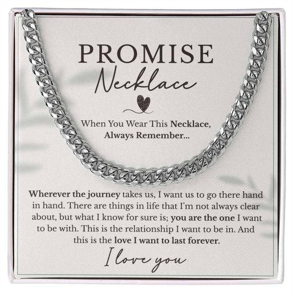 Promise Cuban Link Chain Necklace For Him, Gift For Boyfriend, Guy Valentine Gift