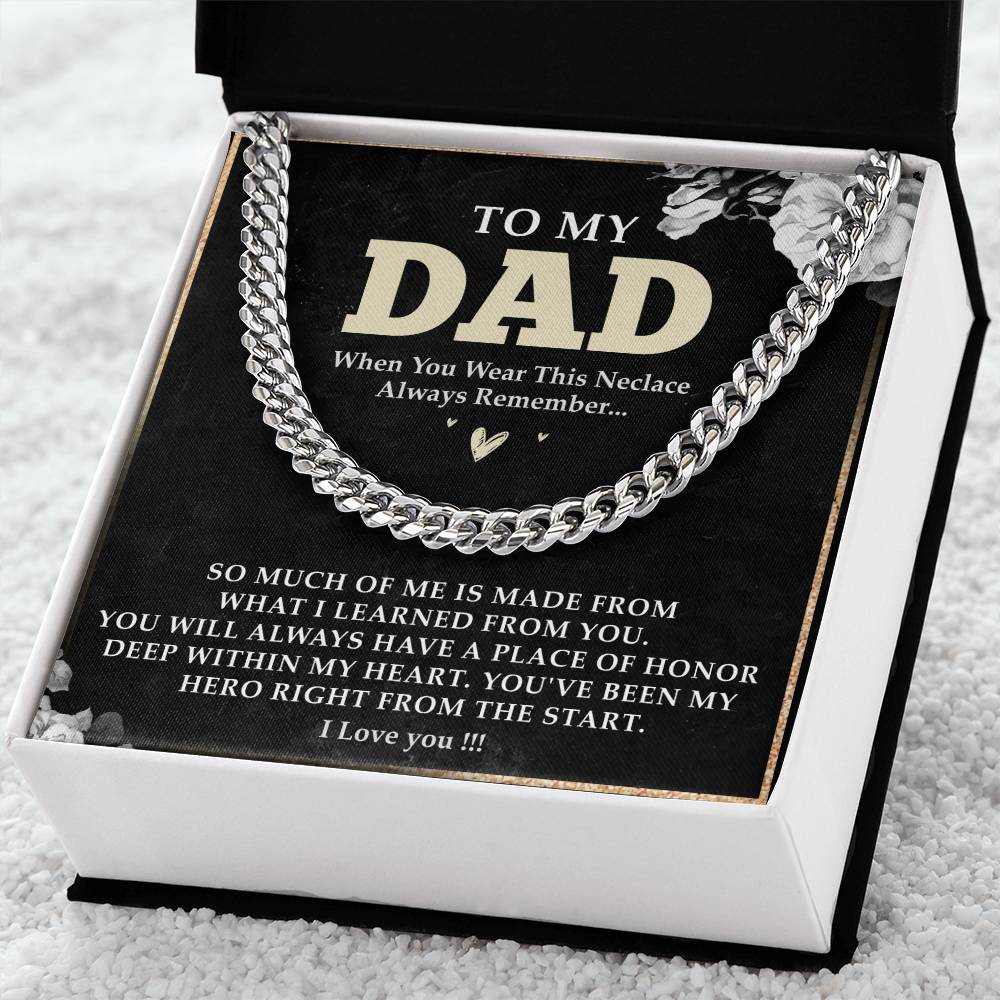 To My Dad Cuban Link Chain Necklace, Fathers Day Gift From Daughter, To My Dad Gift Necklace