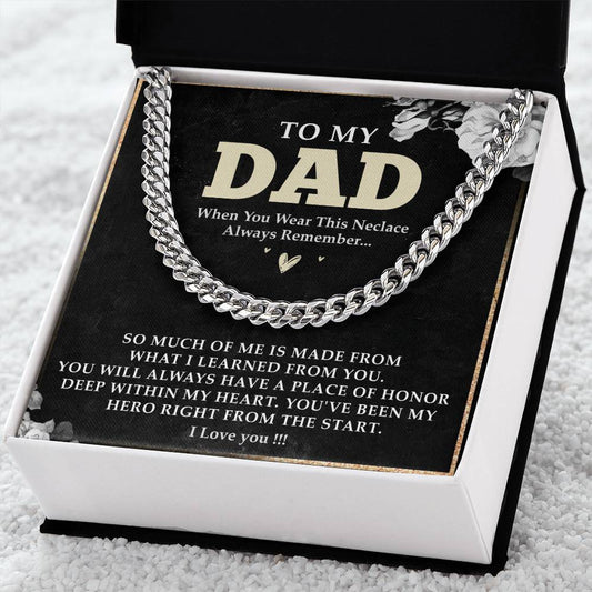 To My Dad Cuban Link Chain Necklace, Fathers Day Gift From Daughter, To My Dad Gift Necklace