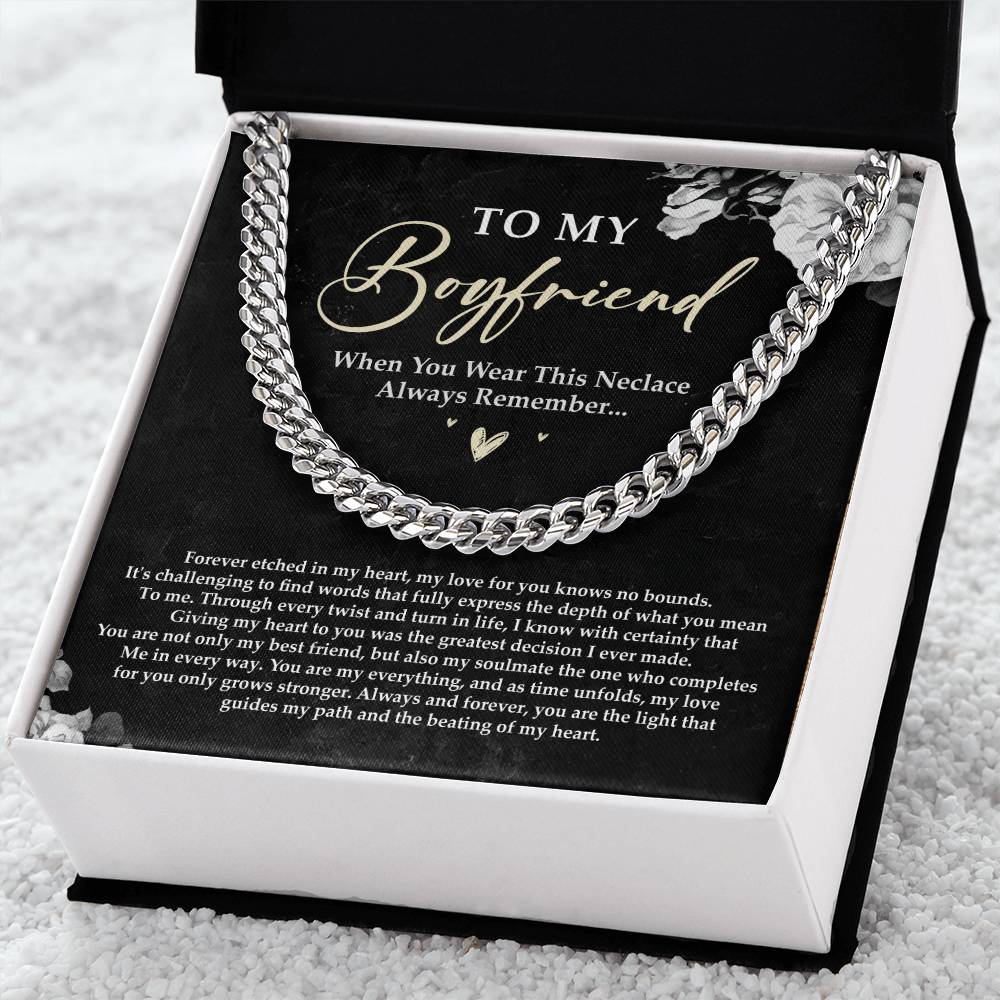 To My Boyfriend Cuban Link Chain Necklace, Boyfriend Gift, Boyfriend Gifts For Christmas