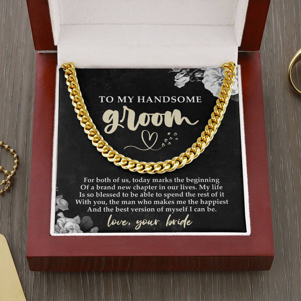 To my Handsome Groom Future Husband Cuban Link Chain Necklace