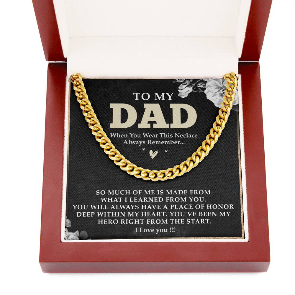 To My Dad Cuban Link Chain Necklace, Fathers Day Gift From Daughter, To My Dad Gift Necklace