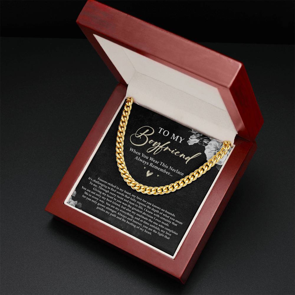 To My Boyfriend Cuban Link Chain Necklace, Boyfriend Gift, Boyfriend Gifts For Christmas