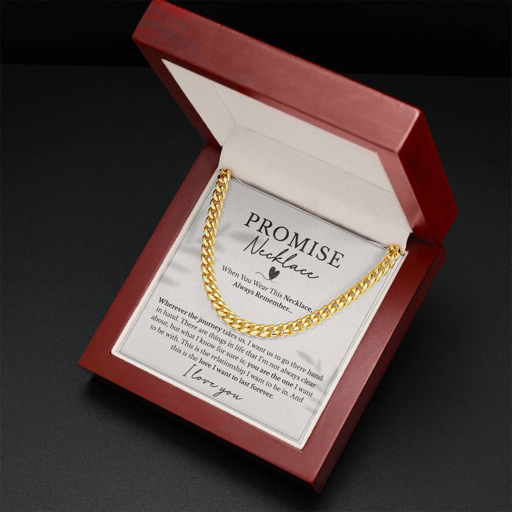 Promise Cuban Link Chain Necklace For Him, Gift For Boyfriend, Guy Valentine Gift