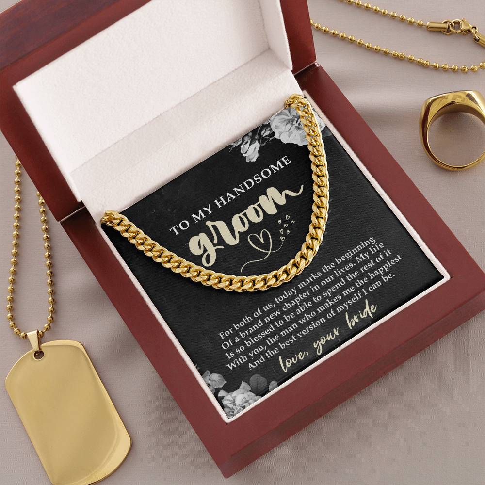 To my Handsome Groom Future Husband Cuban Link Chain Necklace