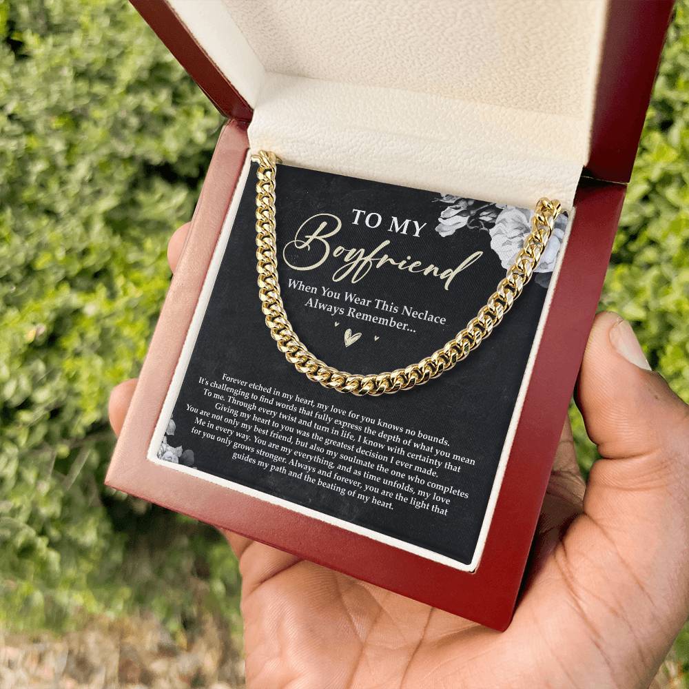 To My Boyfriend Cuban Link Chain Necklace, Boyfriend Gift, Boyfriend Gifts For Christmas