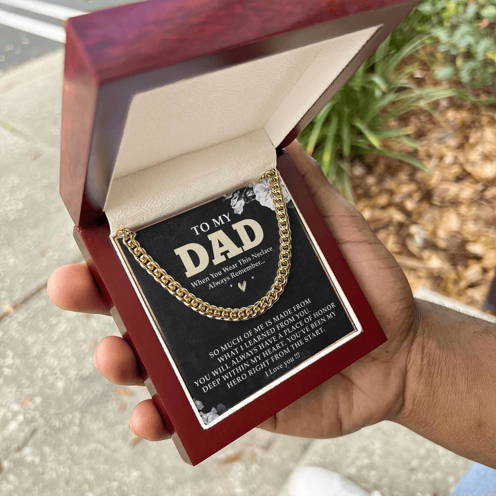 To My Dad Cuban Link Chain Necklace, Fathers Day Gift From Daughter, To My Dad Gift Necklace