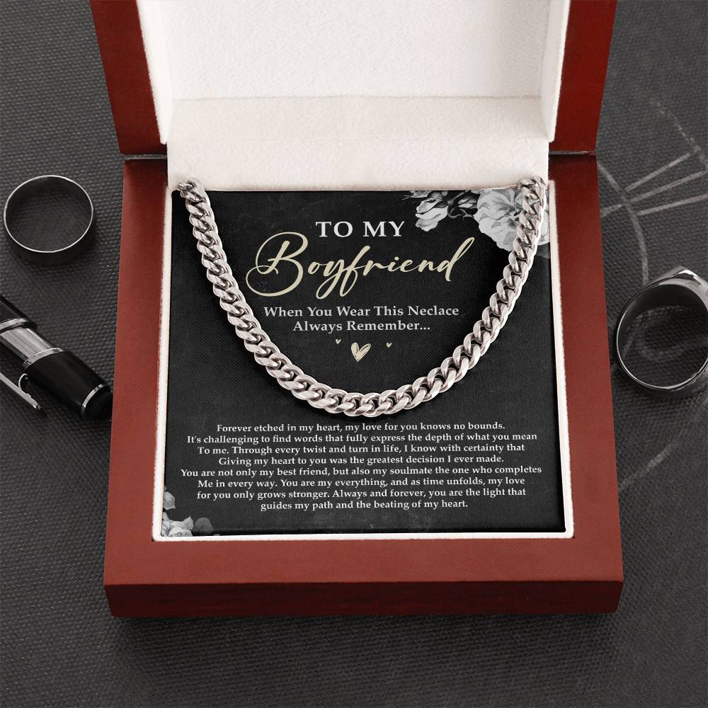 To My Boyfriend Cuban Link Chain Necklace, Boyfriend Gift, Boyfriend Gifts For Christmas