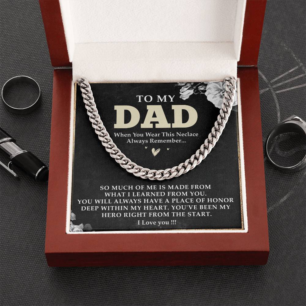 To My Dad Cuban Link Chain Necklace, Fathers Day Gift From Daughter, To My Dad Gift Necklace