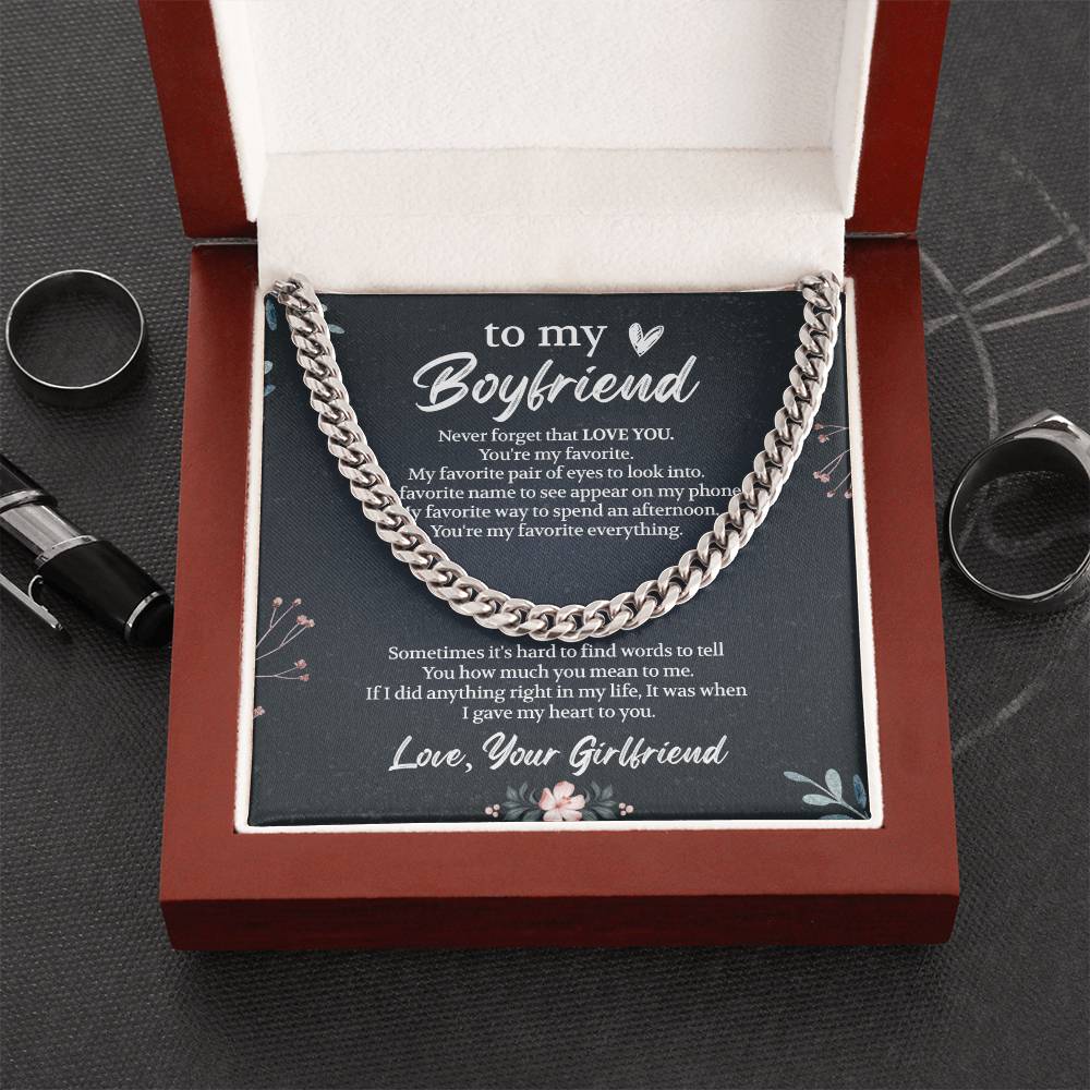 Boyfriend Cuban Chain Necklace, Boyfriend Birthday Gift Ideas, Romantic Gift for Boyfriend