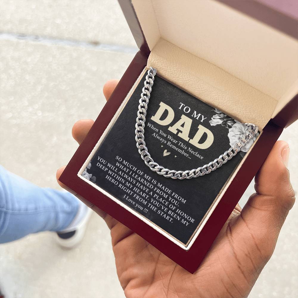 To My Dad Cuban Link Chain Necklace, Fathers Day Gift From Daughter, To My Dad Gift Necklace