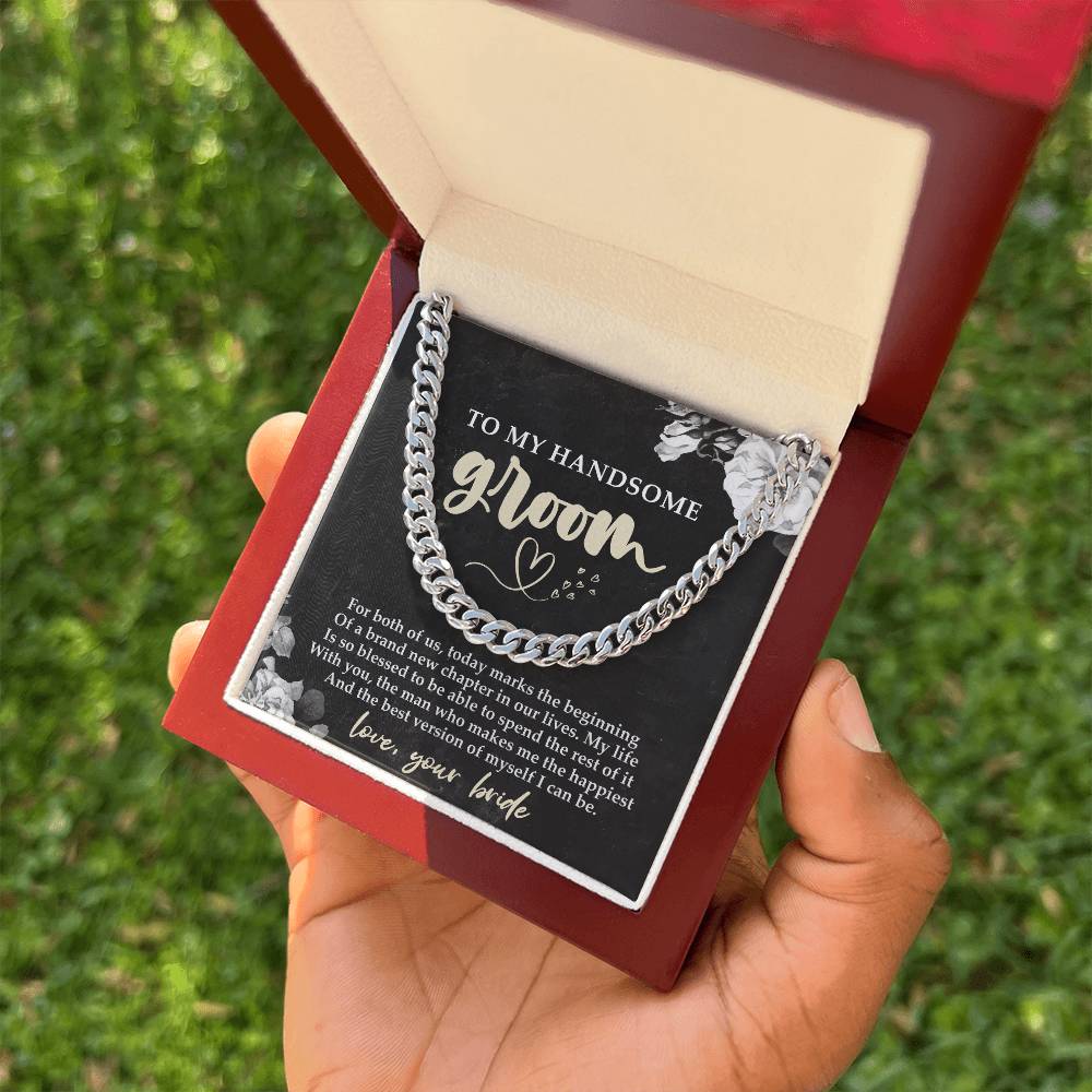 To my Handsome Groom Future Husband Cuban Link Chain Necklace