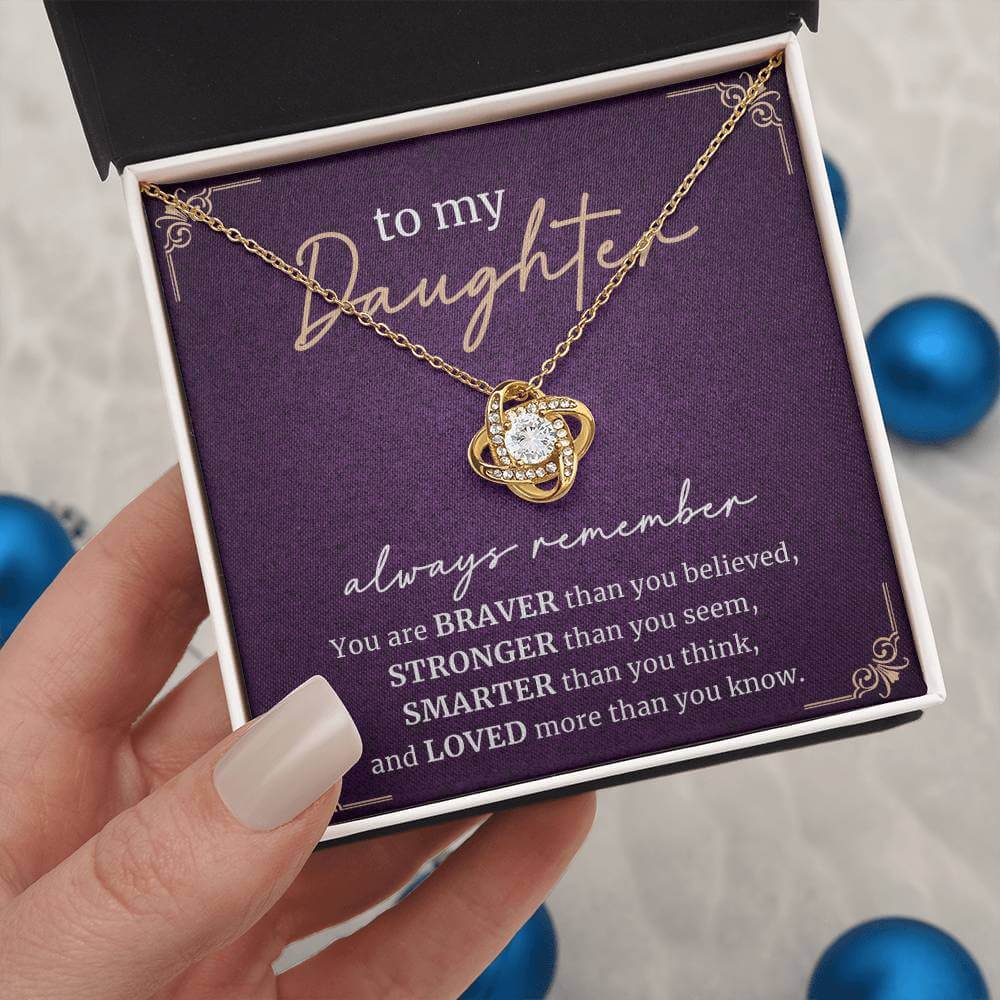 To my Daughter Love Knot Necklace from Mom and Dad