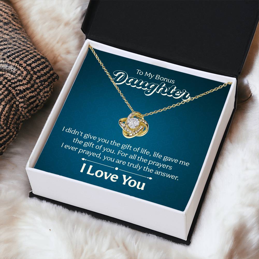 To My Bonus Daughter Necklace with Heartfelt Message Card