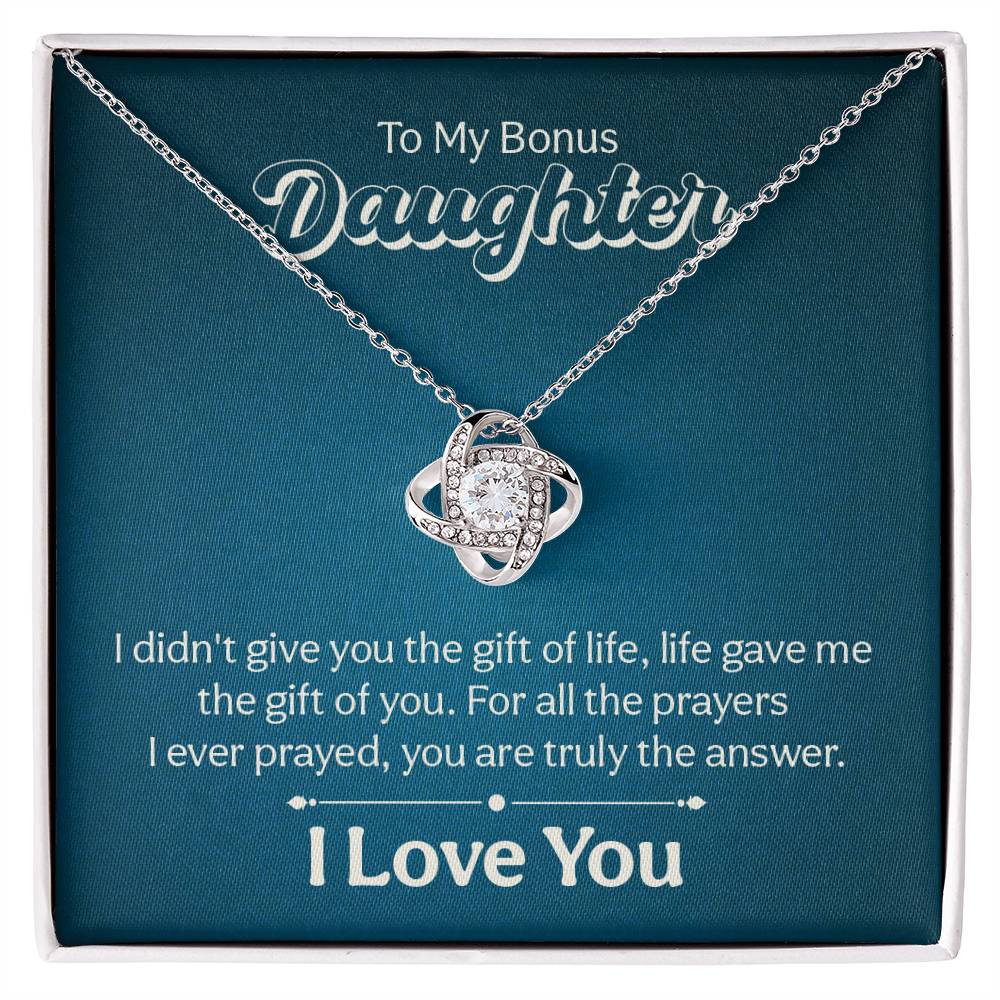 To My Bonus Daughter Necklace with Heartfelt Message Card