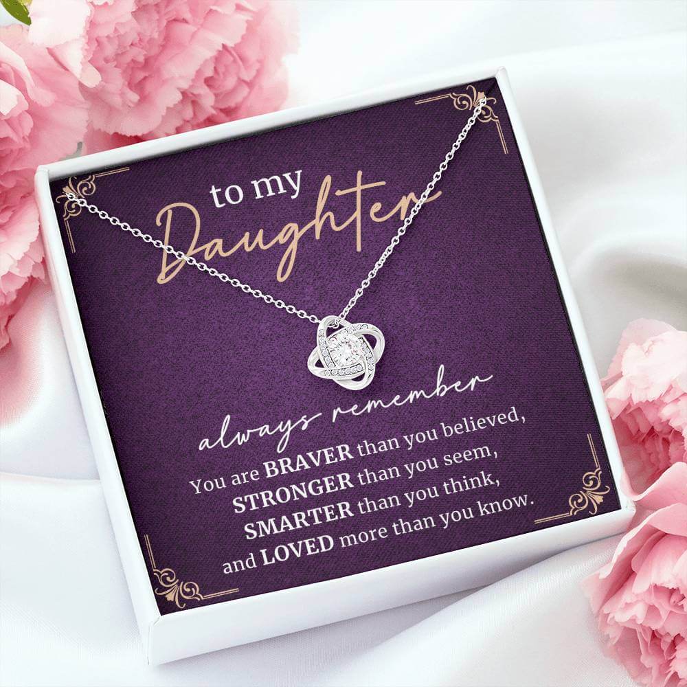 To my Daughter Love Knot Necklace from Mom and Dad