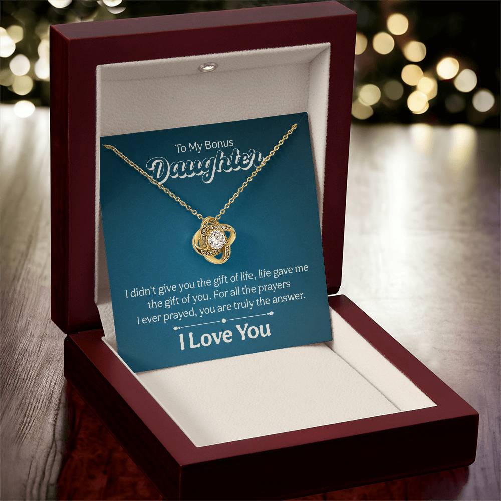 To My Bonus Daughter Necklace with Heartfelt Message Card