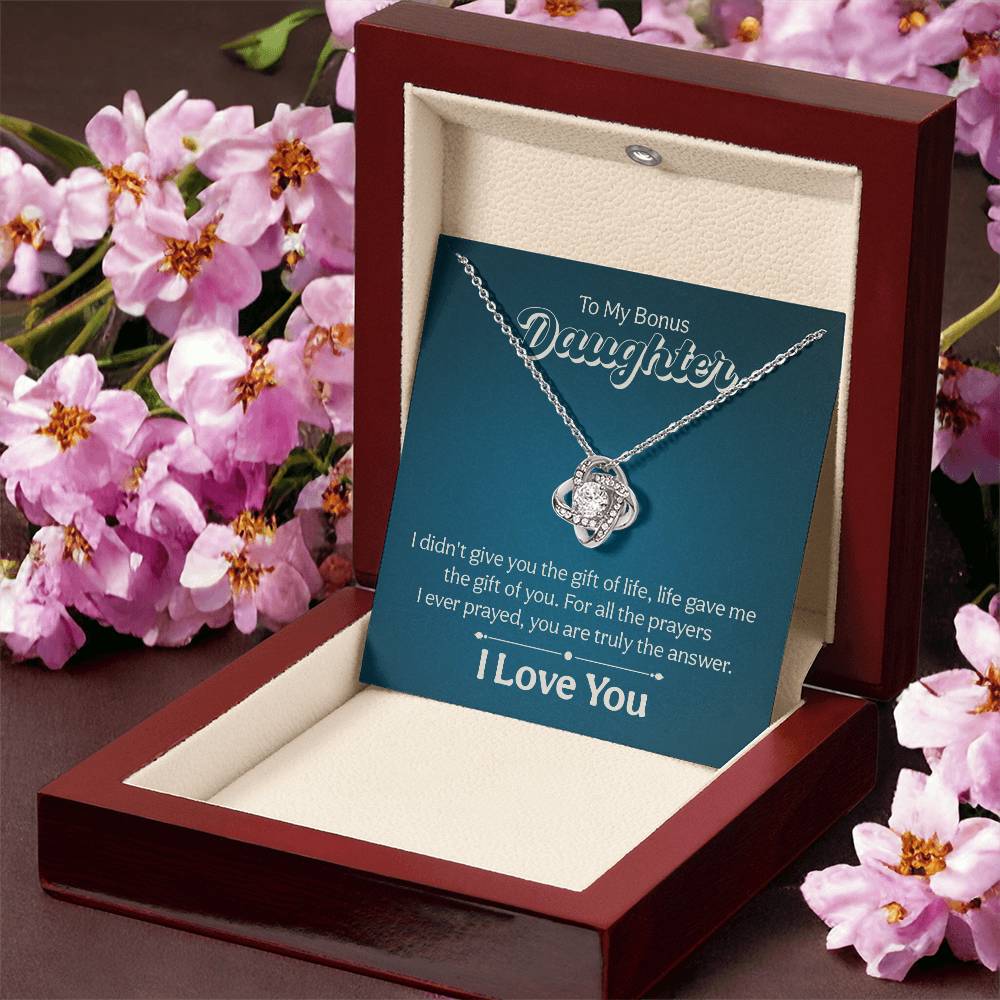 To My Bonus Daughter Necklace with Heartfelt Message Card