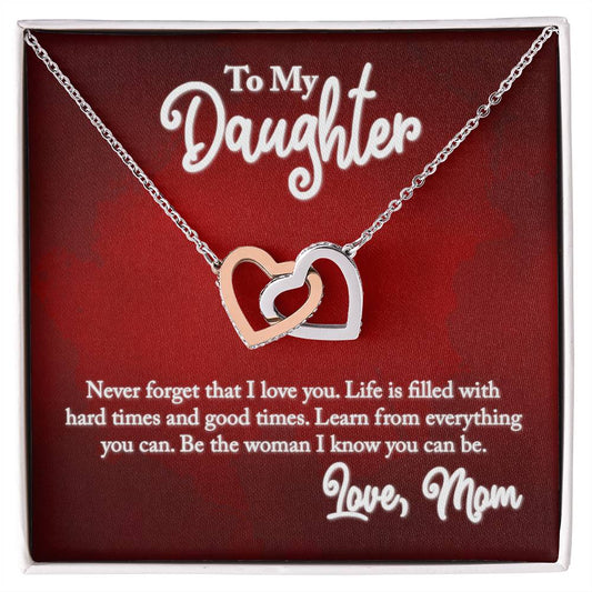 To My Daughter Necklace From Mom With Heartfelt Message Card