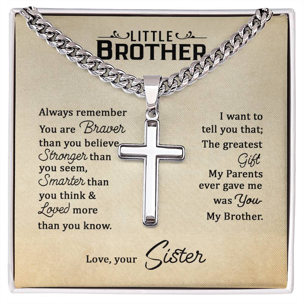 Little Brother Cross Necklace from Sister