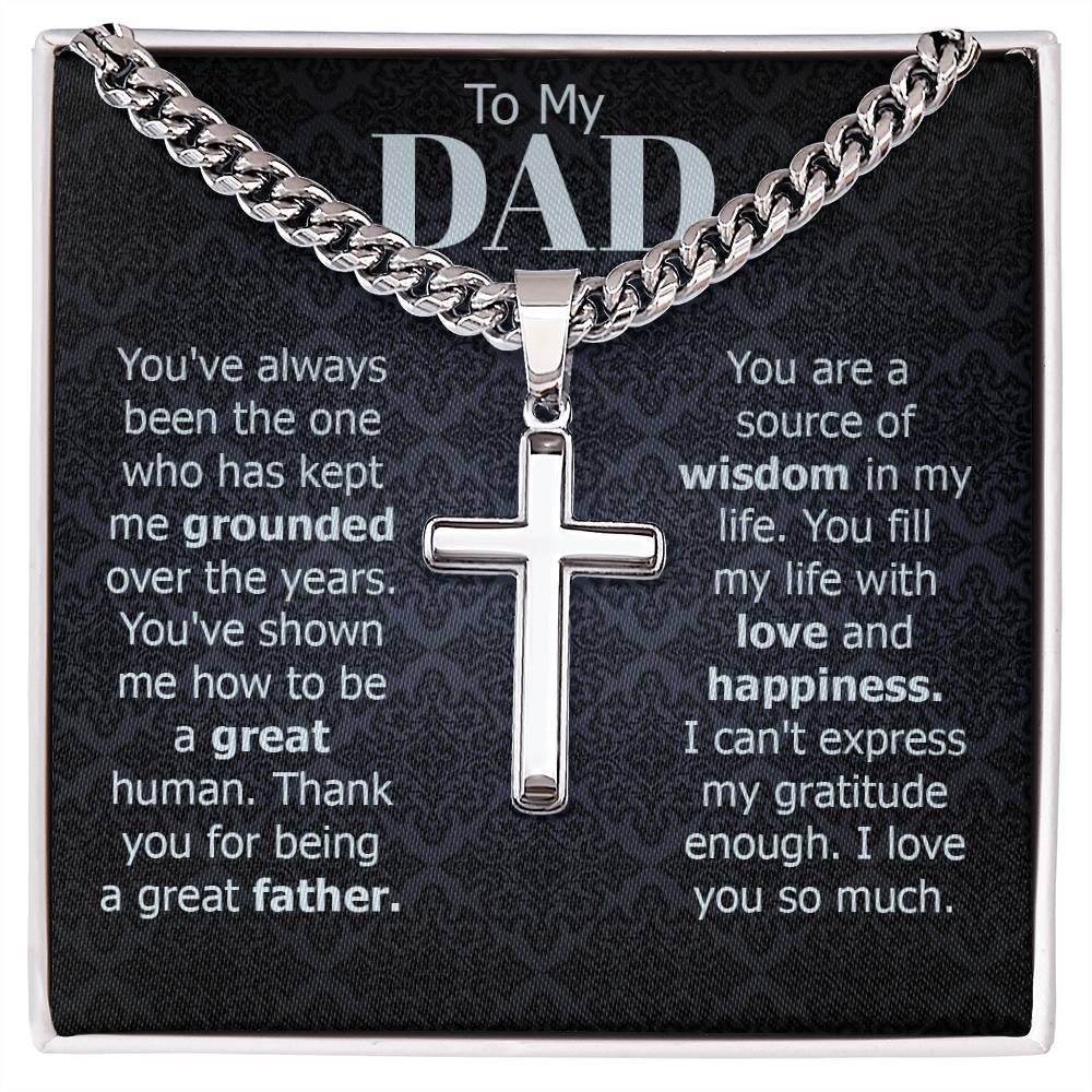 Mens Artisan Cross Necklace for Dad, Father