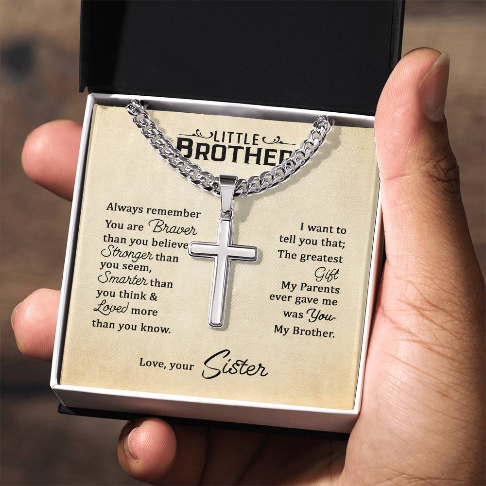 Little Brother Cross Necklace from Sister