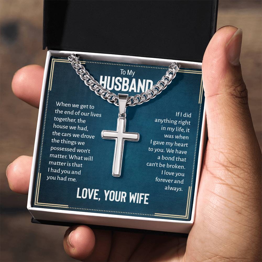 To My Husband Cross Necklace, Husband Necklace from Wife