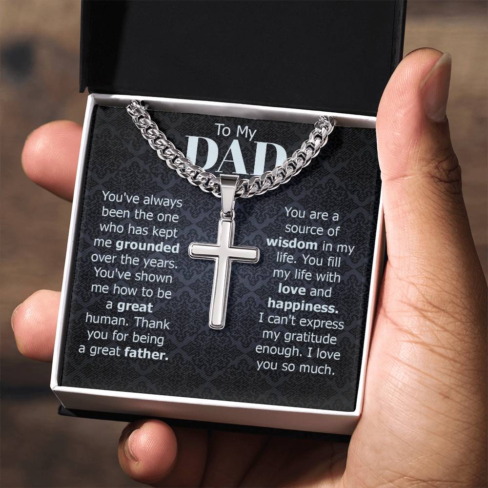 Mens Artisan Cross Necklace for Dad, Father