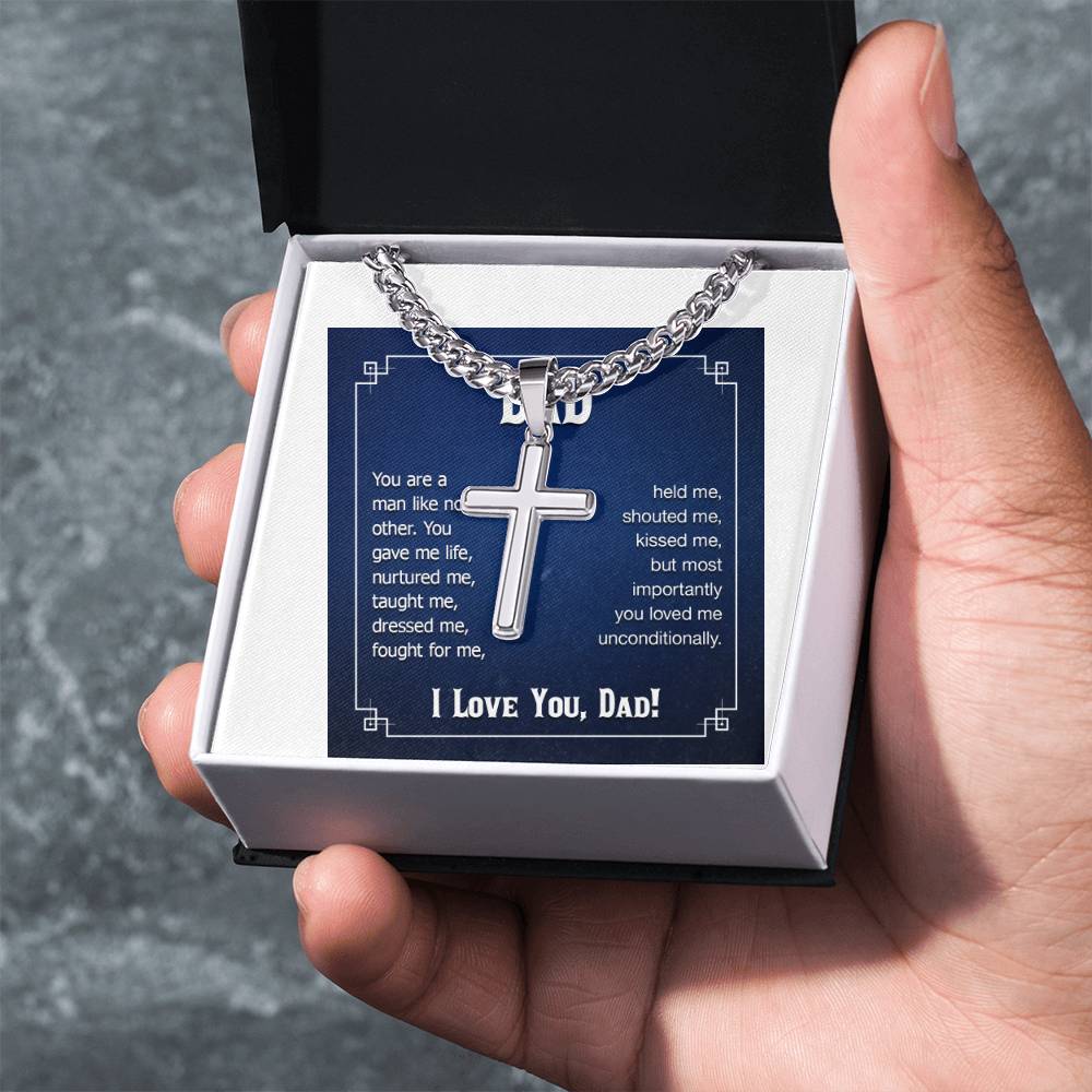 To My Dad Cross Necklace from Son & Daughter