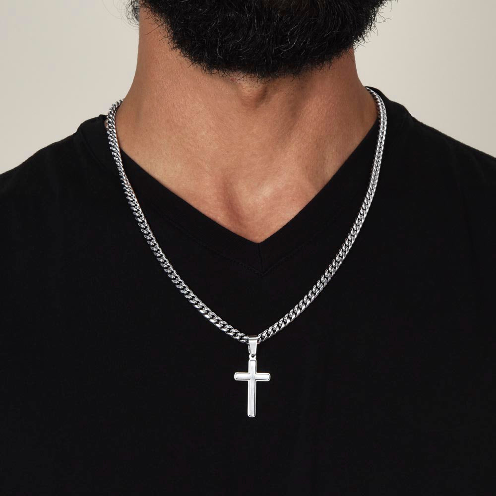 Mens Artisan Cross Necklace for Dad, Father
