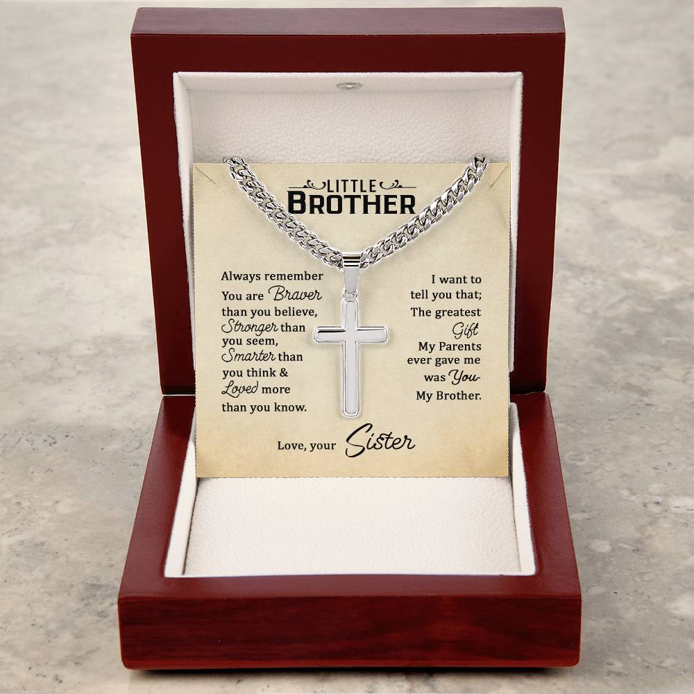 Little Brother Cross Necklace from Sister
