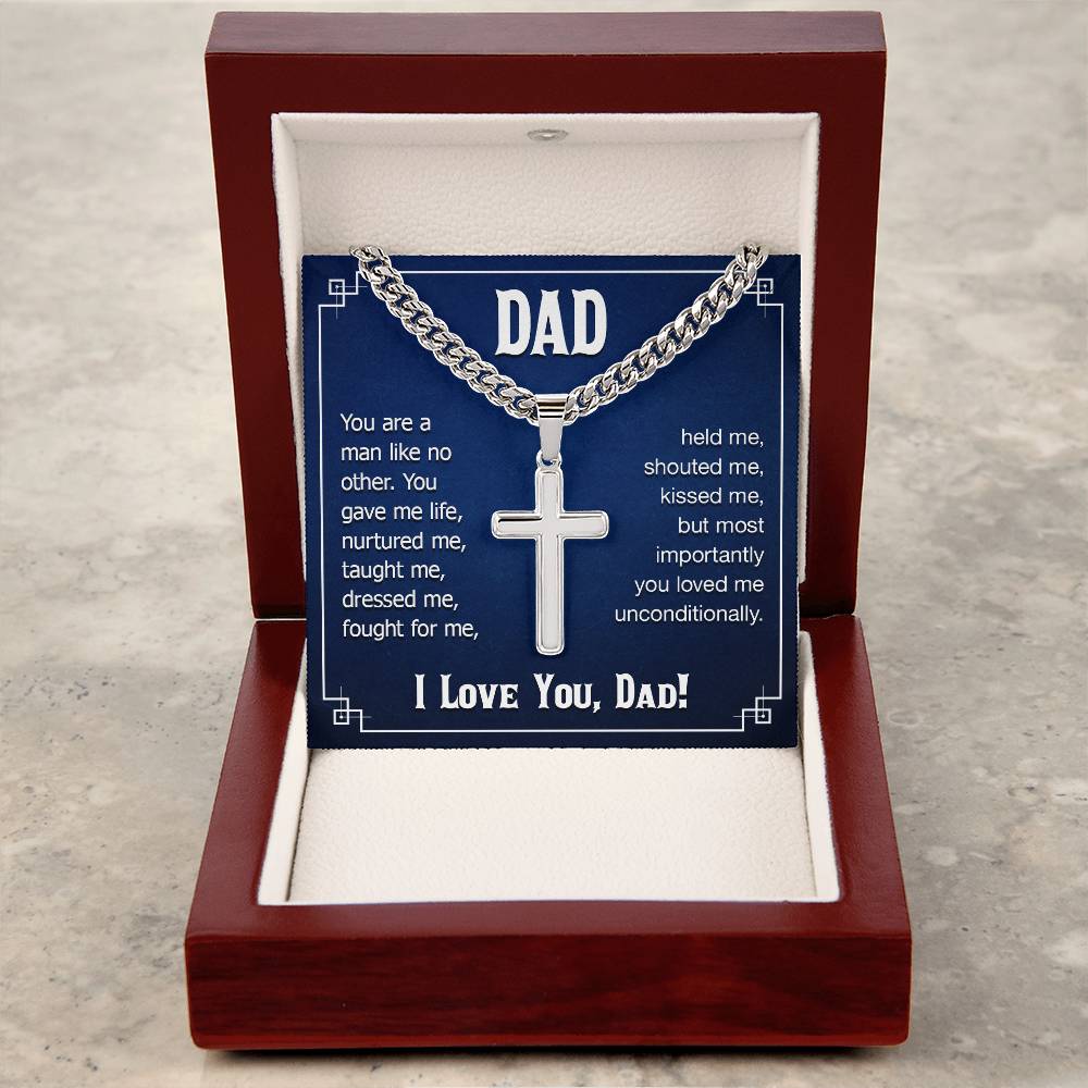 To My Dad Cross Necklace from Son & Daughter