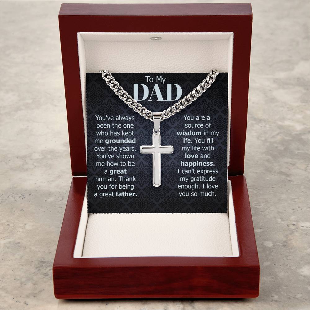 Mens Artisan Cross Necklace for Dad, Father