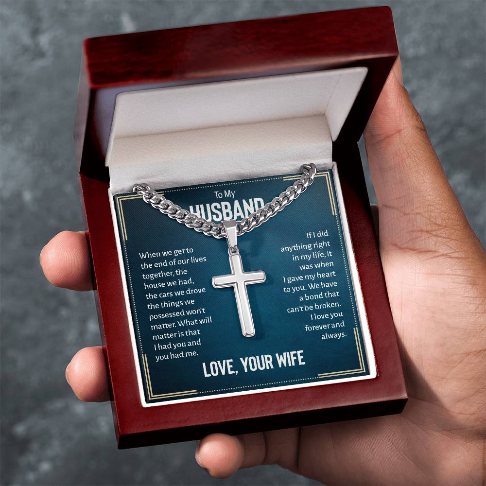 To My Husband Cross Necklace, Husband Necklace from Wife