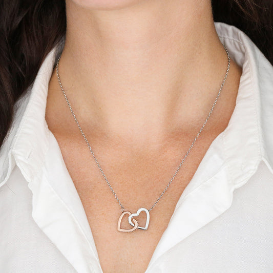 Interlocking Hearts Necklace for Womens, Girls