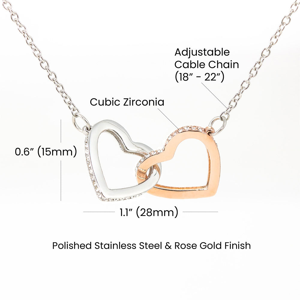 Interlocking Hearts Necklace for Womens, Girls