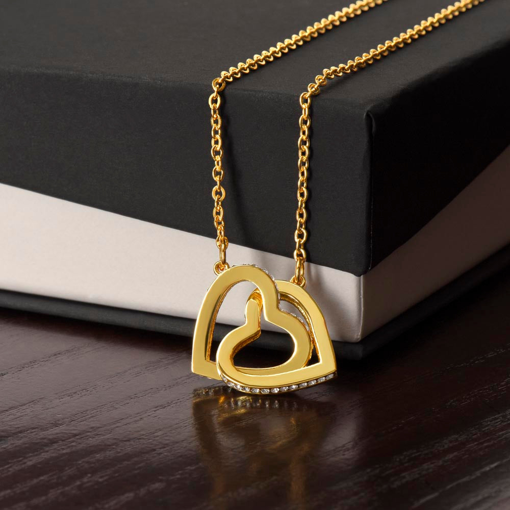 Interlocking Hearts Necklace for Womens, Girls
