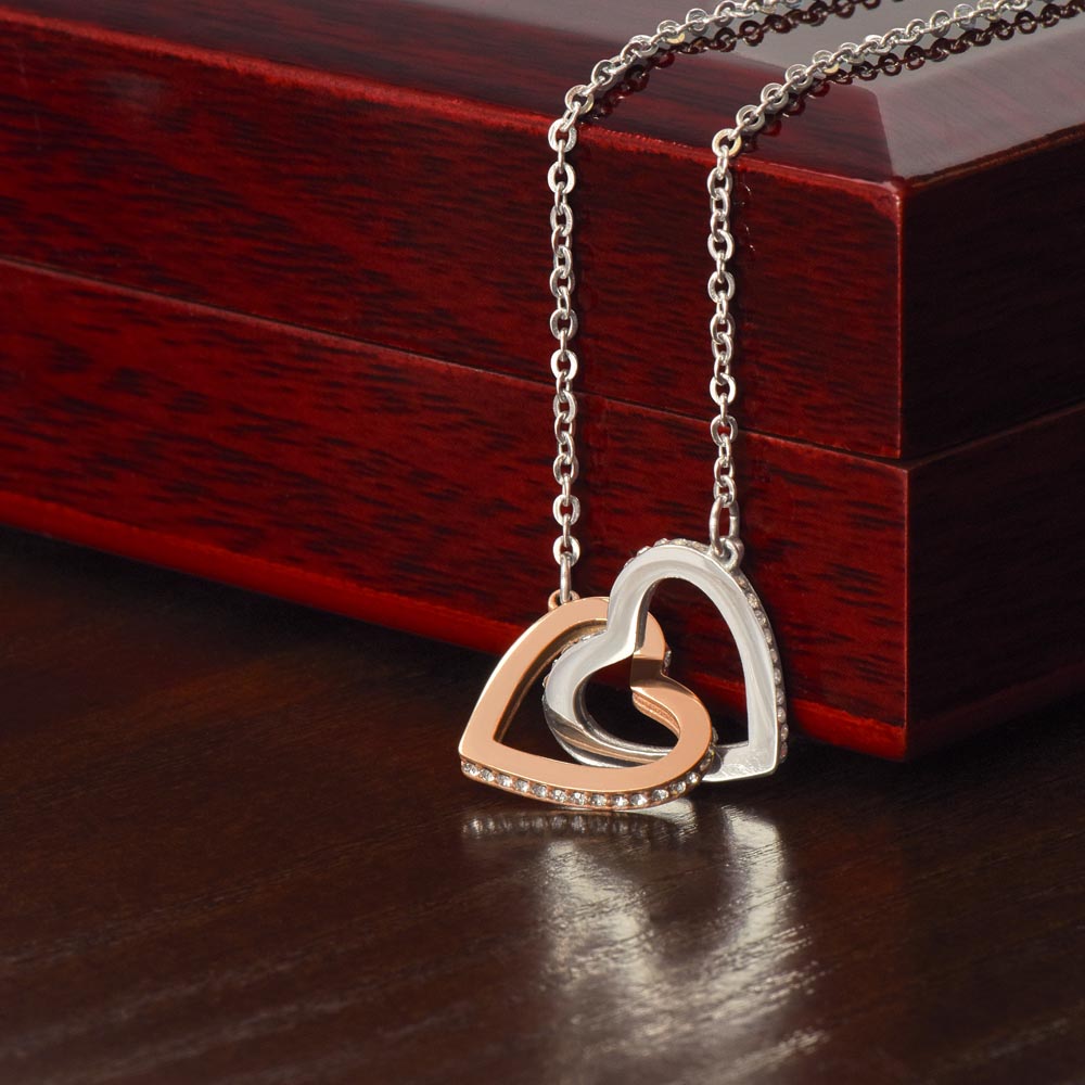Interlocking Hearts Necklace for Womens, Girls