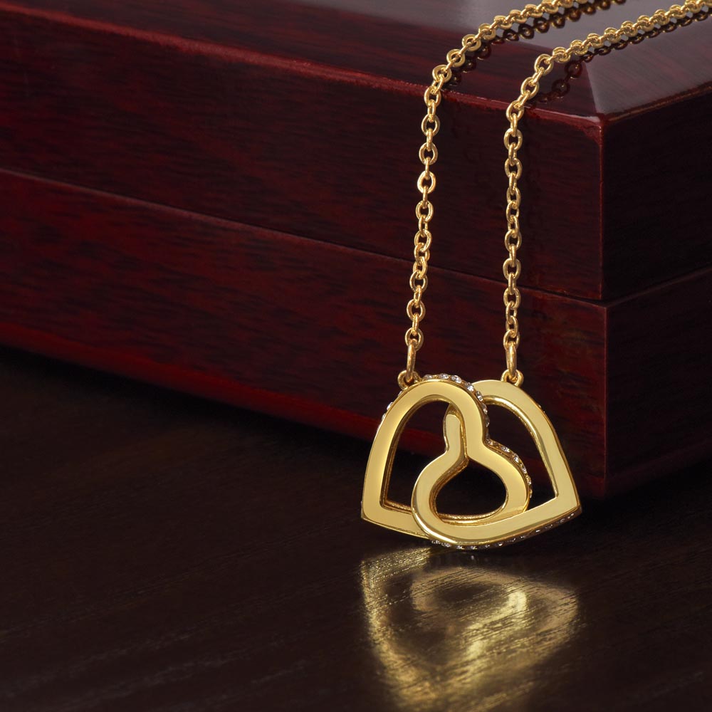 Interlocking Hearts Necklace for Womens, Girls