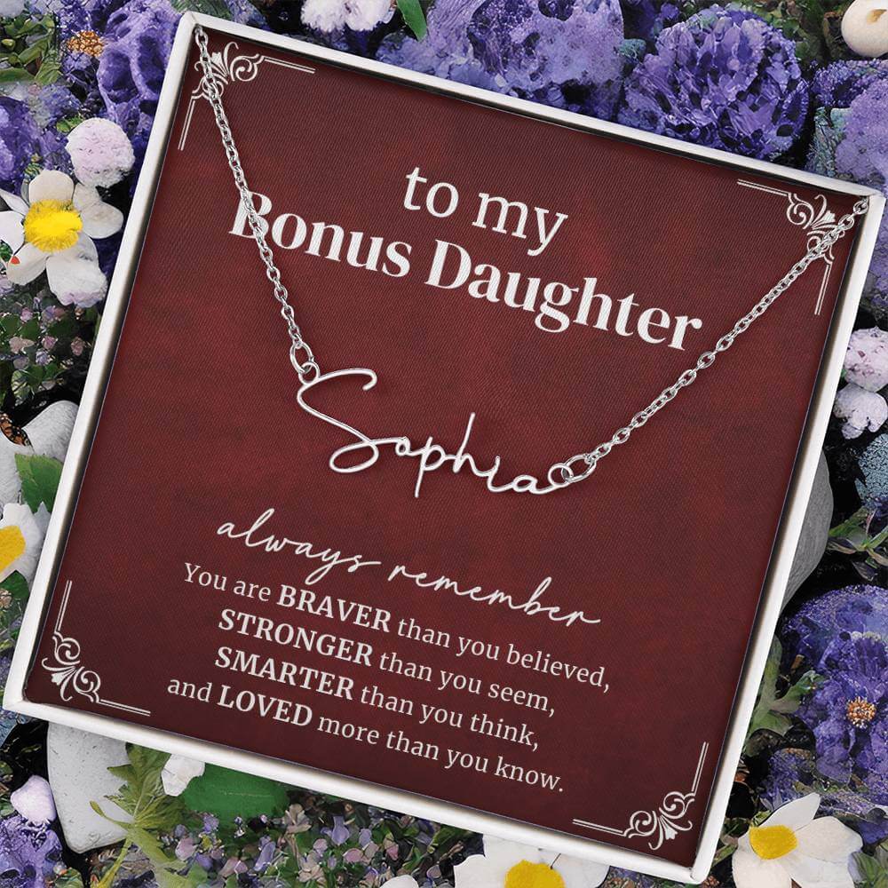 Bonus Daughter Custom Name Necklace From Step Mom & Dad