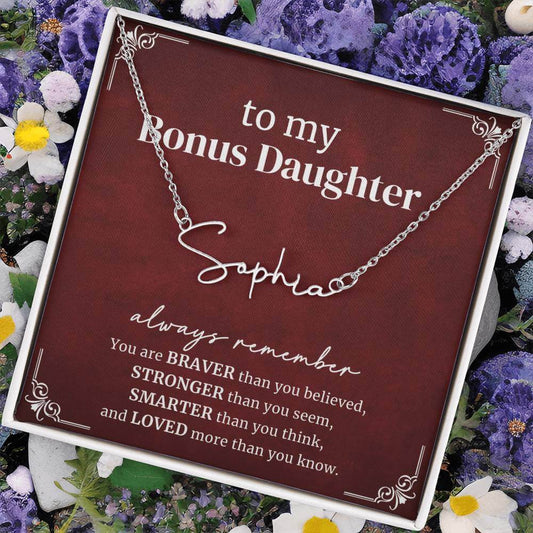 Bonus Daughter Custom Name Necklace From Step Mom & Dad