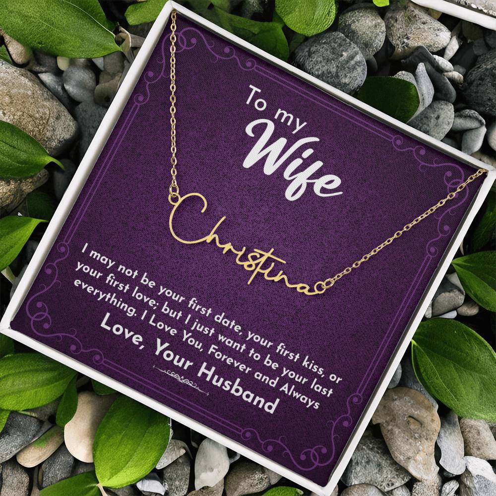 Wife Signature Style Name Necklace, Anniversary Gift For Wife, Gift For Wife, Gift Ideas For Wife