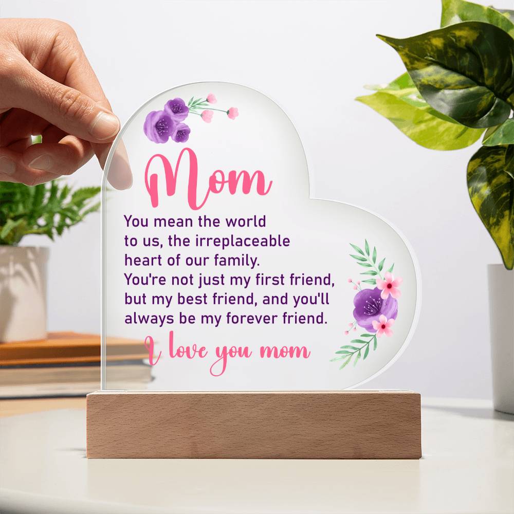 To My Mom Acrylic Heart Plaque Gift from Son and Daughter